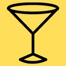 Martini Glass against a yellow background